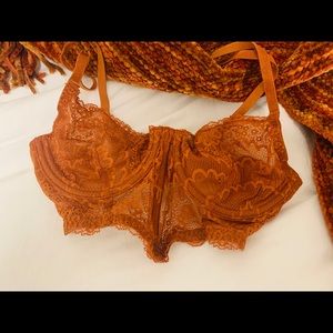 Burnt orange lace bra!